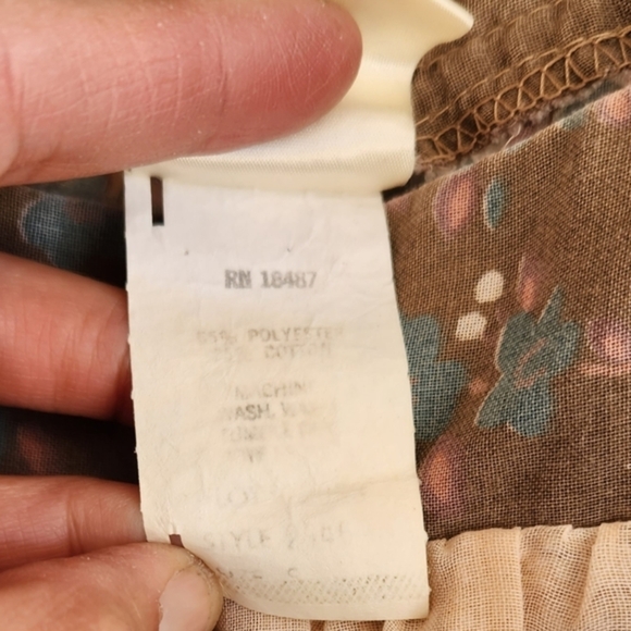 VINTAGE  70s CUTE LACE & FLORAL FABRIC BELL SLEEVES CROP TOP SHIRT BLOUSE - Picture 10 of 10